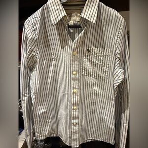 Abercrombie & Fitch White and Blue Striped Shirt